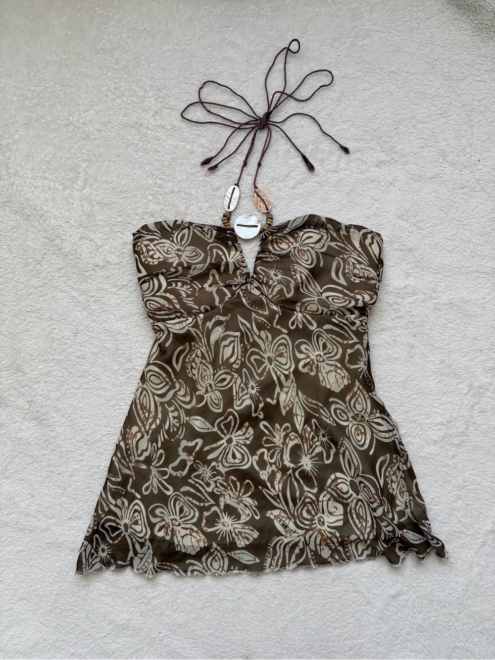Gorgeous Early 2000s Charlotte Russe Boho floral beaded halter top - Picture 2 of 8